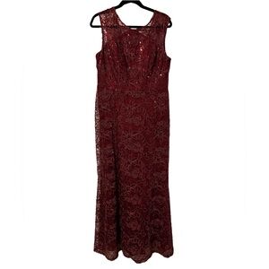 Dillards Ignite Evenings Red Lace Beading Long Formal Dress